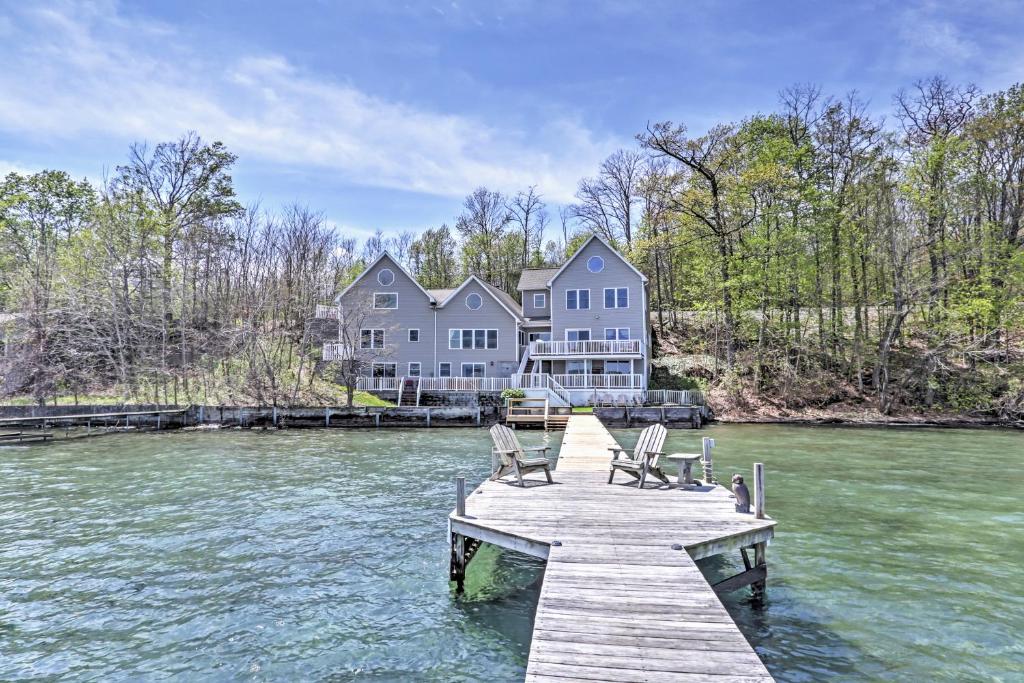 Waterfront Seneca Lake House Fire Pit and Boat Dock - main image