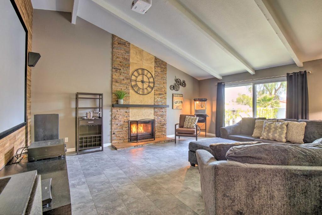 Palm Desert Retreat Theater Room and Pool Deck - main image