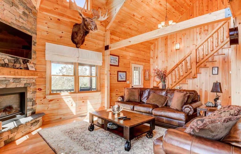 OE Beautiful modern log home on 17 acres private views fire pit Ping Pong AC! - main image